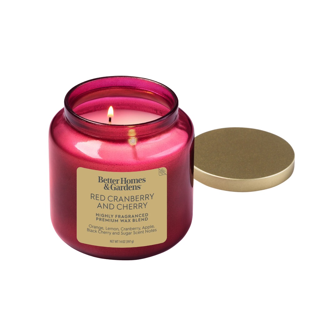 Home Fragrance - Red Glass Jar Candle with Gold