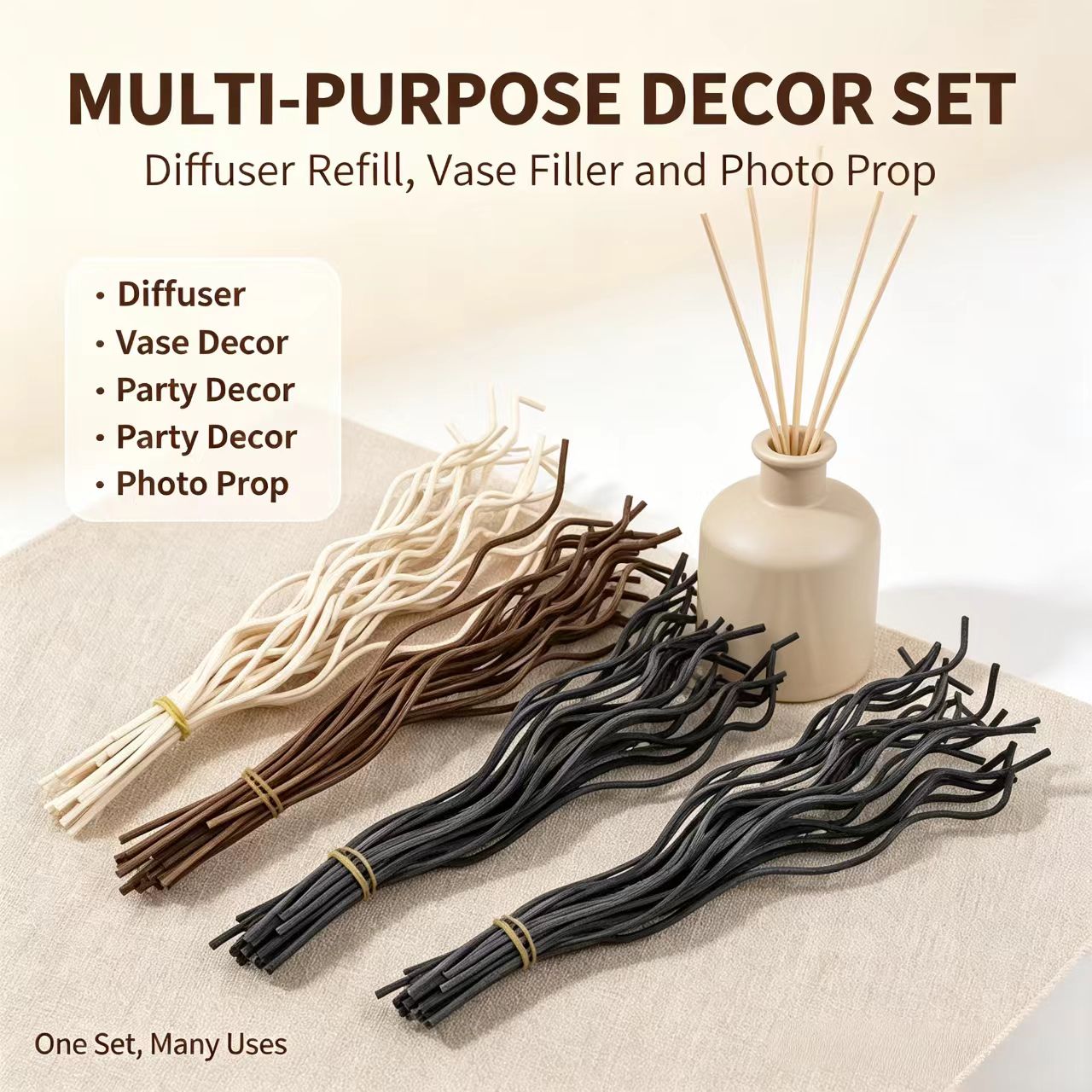 20Pcs Long Wavy Rattan Reed Di - Home Fragrance Diffuser Refills incelemesi ve fiyatı