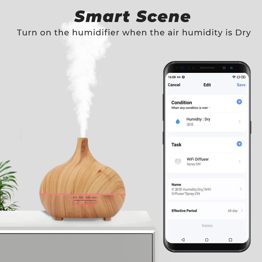 TUYA WIFI 400ml Aroma Air Humi - Home Fragrance Electric Diffuser incelemesi ve fiyatı